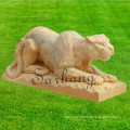 Stone walking red marble leopard statue